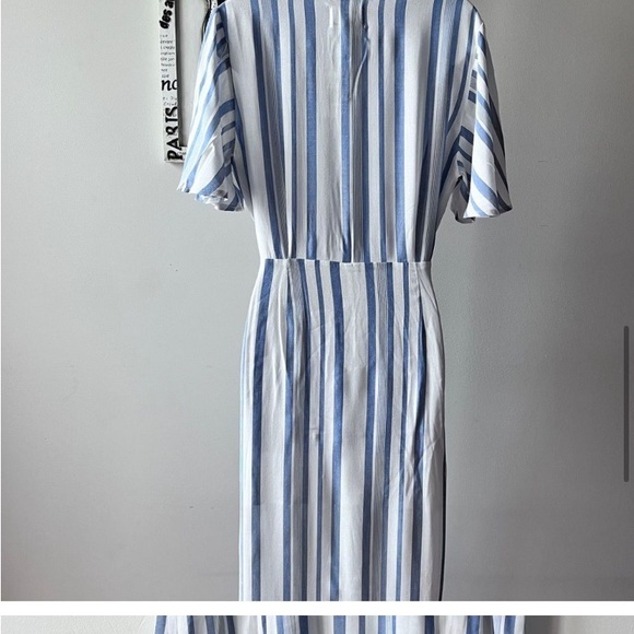 NWOT Lost + Wander Blue White Striped Tie Front Maxi Dress Size L - Picture 6 of 11